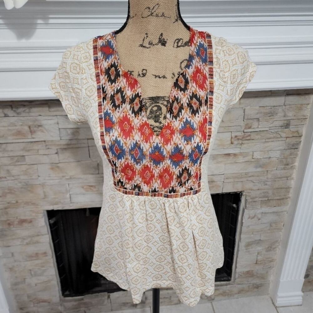 ANTHROPOLOGIE short sleeve peplum‎ blouse
